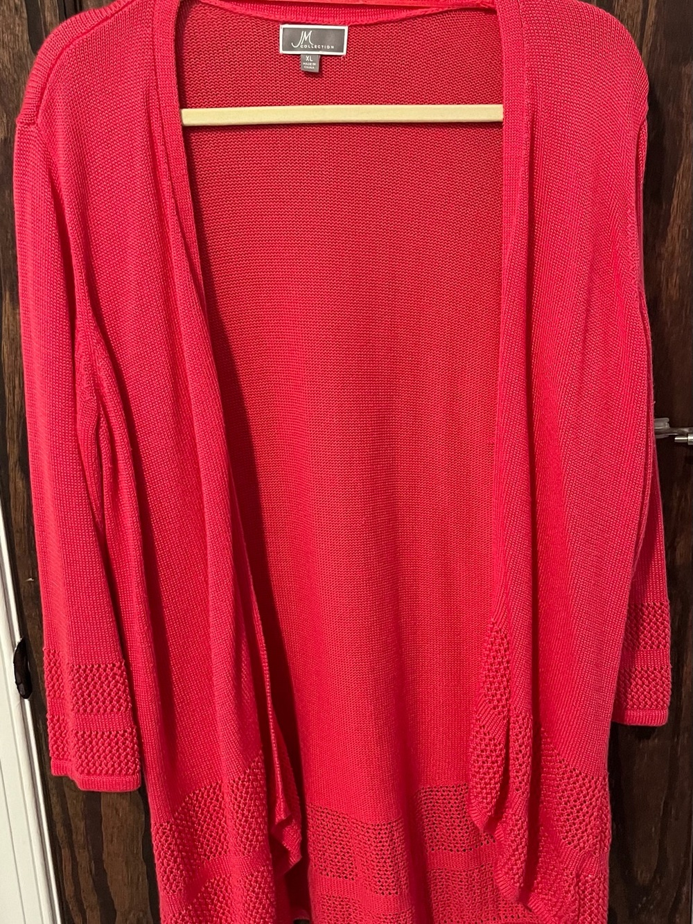 JM Collection Open-Front Coral Knit Cardigan Sweater